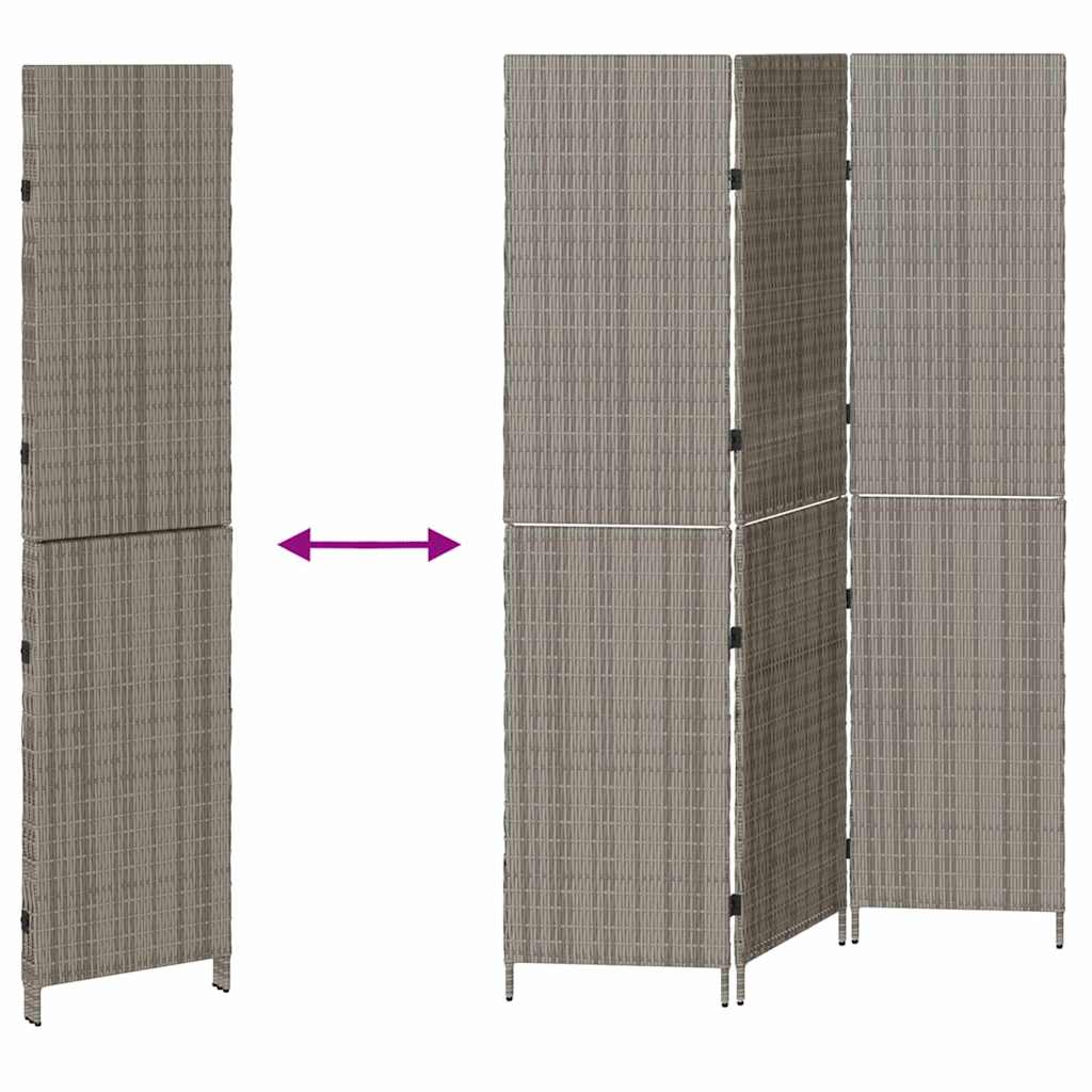 vidaXL Przesłona pokoju Szary 146 x 180 cm polirattan
