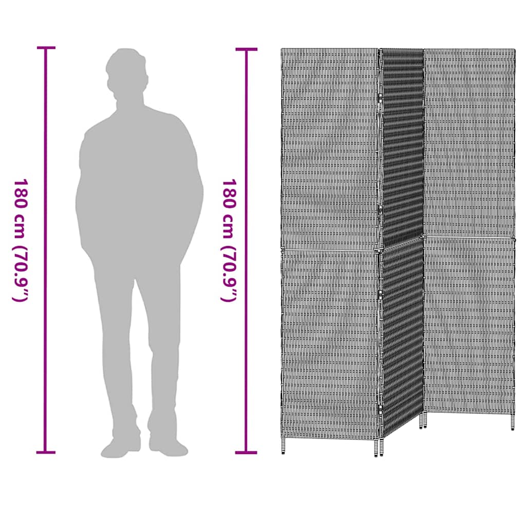 vidaXL Przesłona pokoju Szary 146 x 180 cm polirattan
