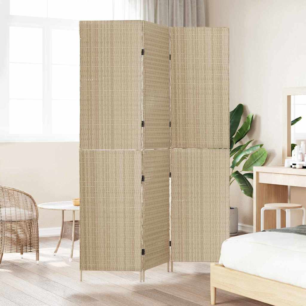 vidaXL Przesłona pokoju Beżowy 147 x 180 cm polirattan