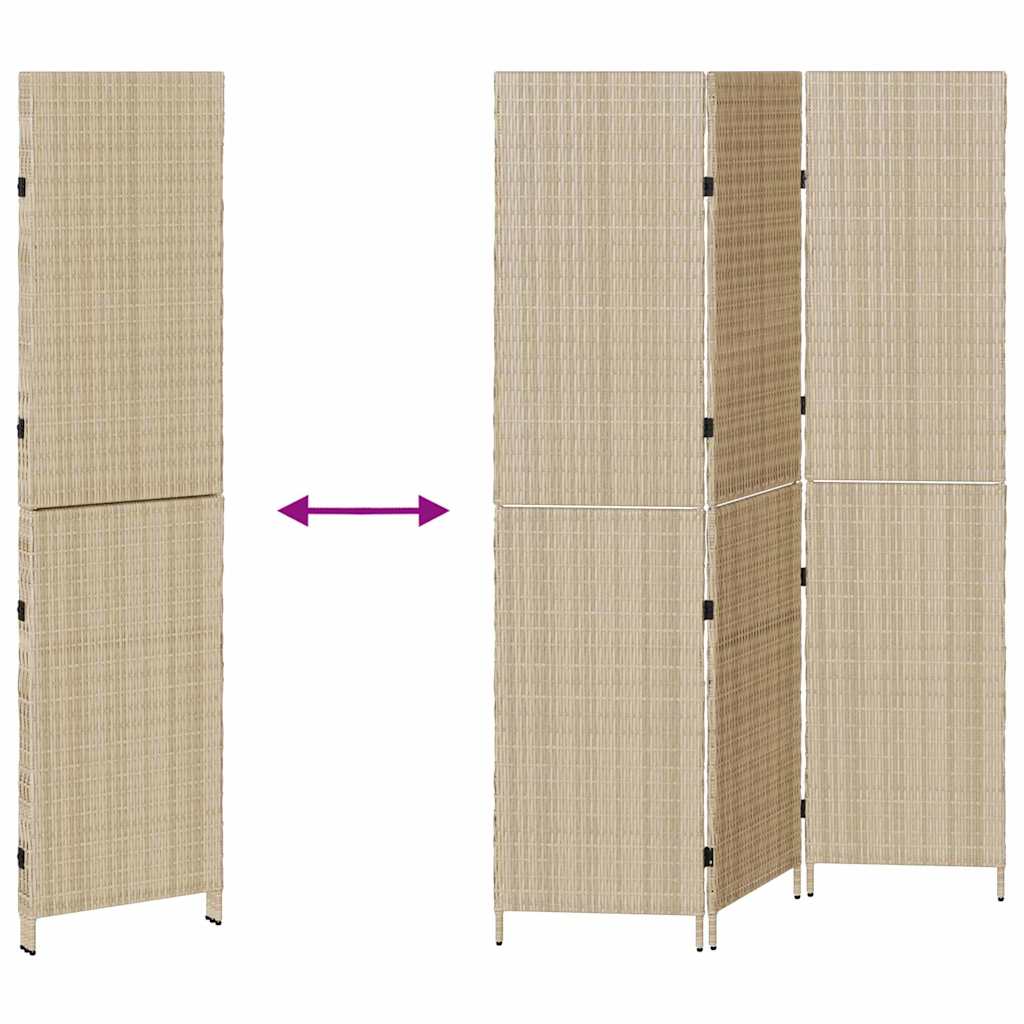 vidaXL Przesłona pokoju Beżowy 147 x 180 cm polirattan
