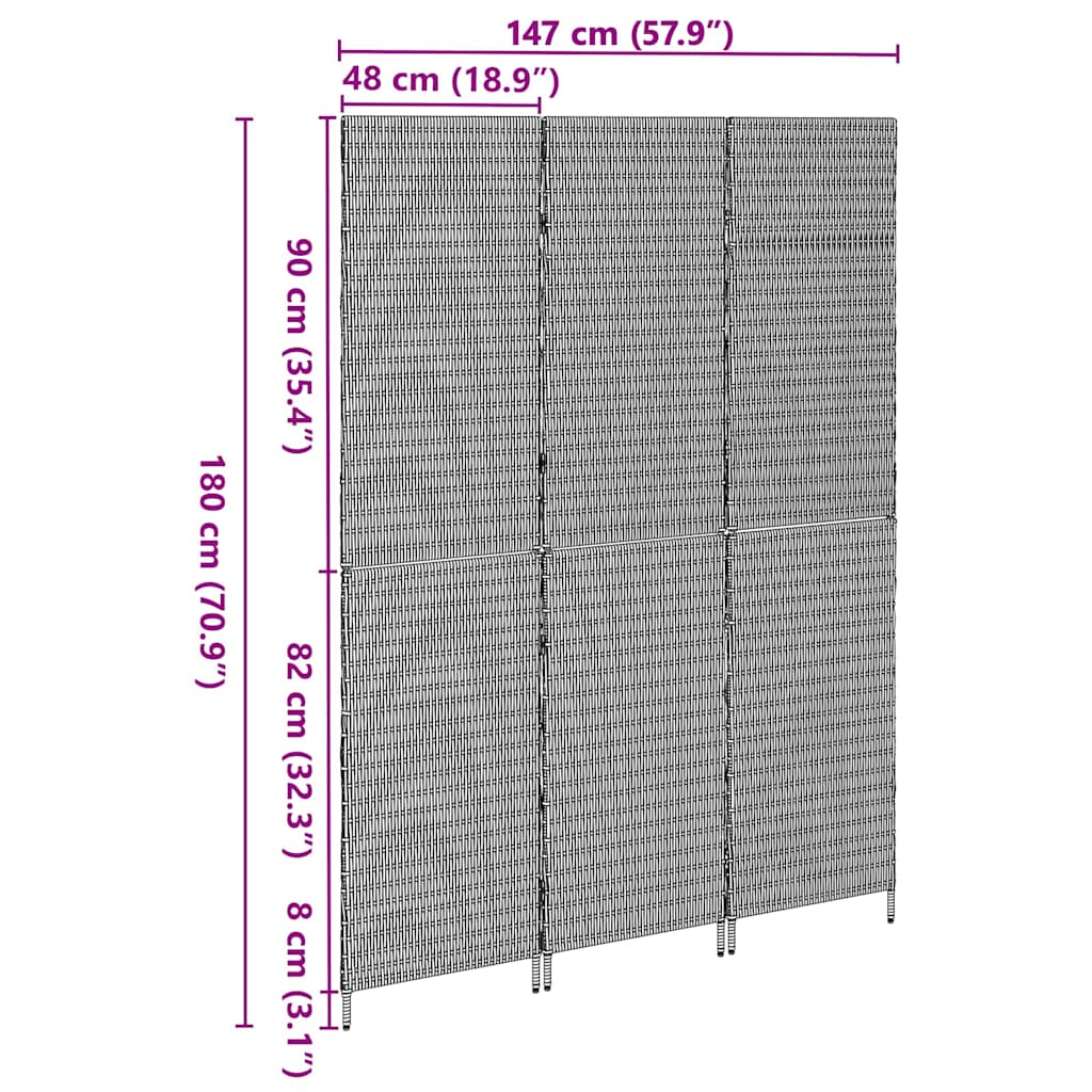 vidaXL Przesłona pokoju Beżowy 147 x 180 cm polirattan