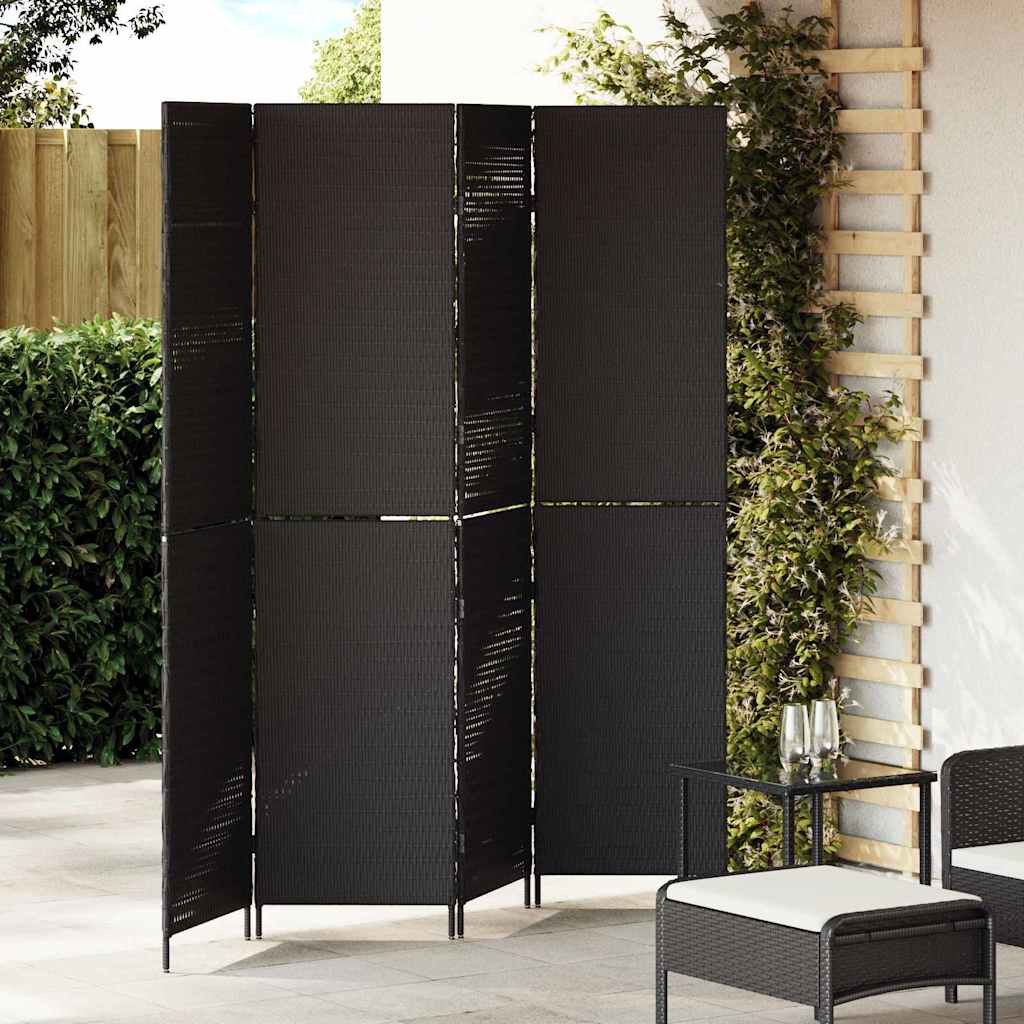 vidaXL Przesłona pokoju Czarny 195 x 180 cm polirattan