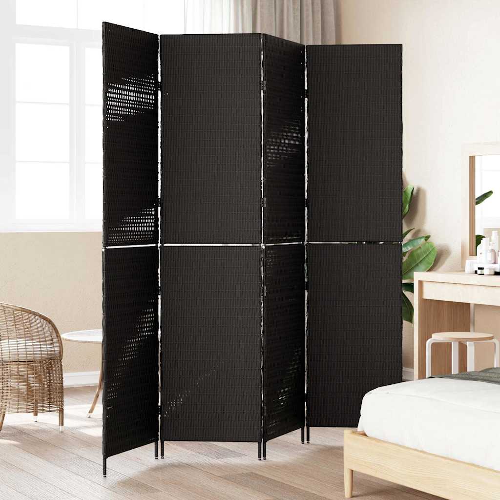 vidaXL Przesłona pokoju Czarny 195 x 180 cm polirattan