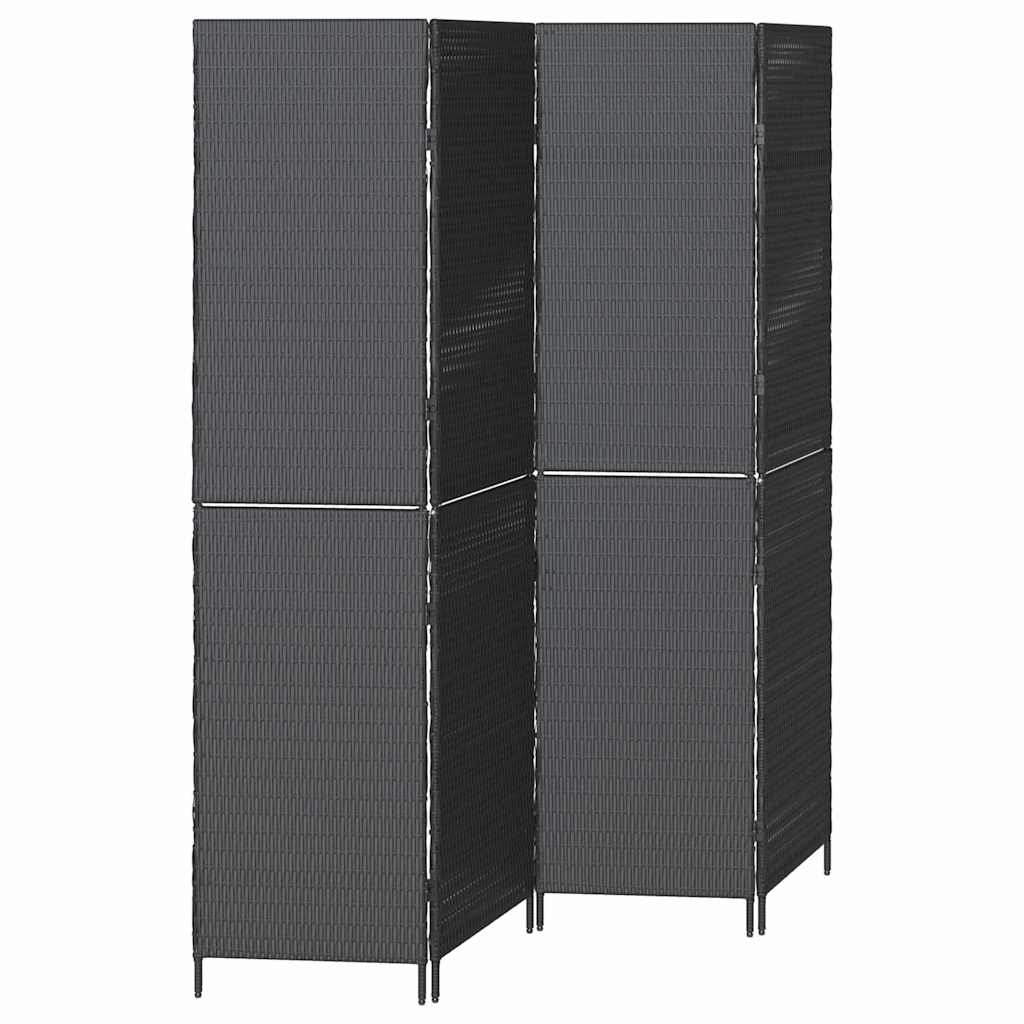 vidaXL Przesłona pokoju Czarny 195 x 180 cm polirattan