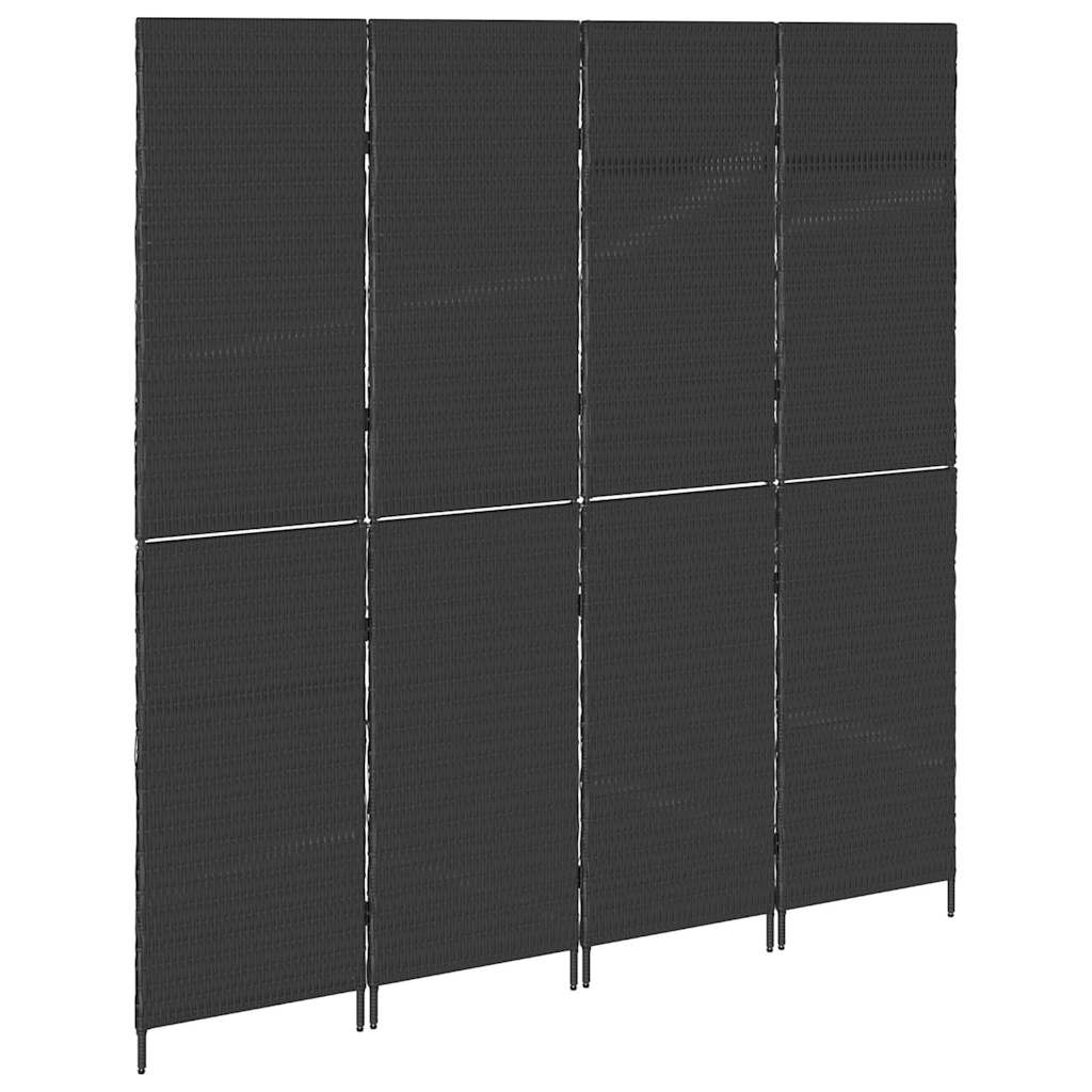vidaXL Przesłona pokoju Czarny 195 x 180 cm polirattan