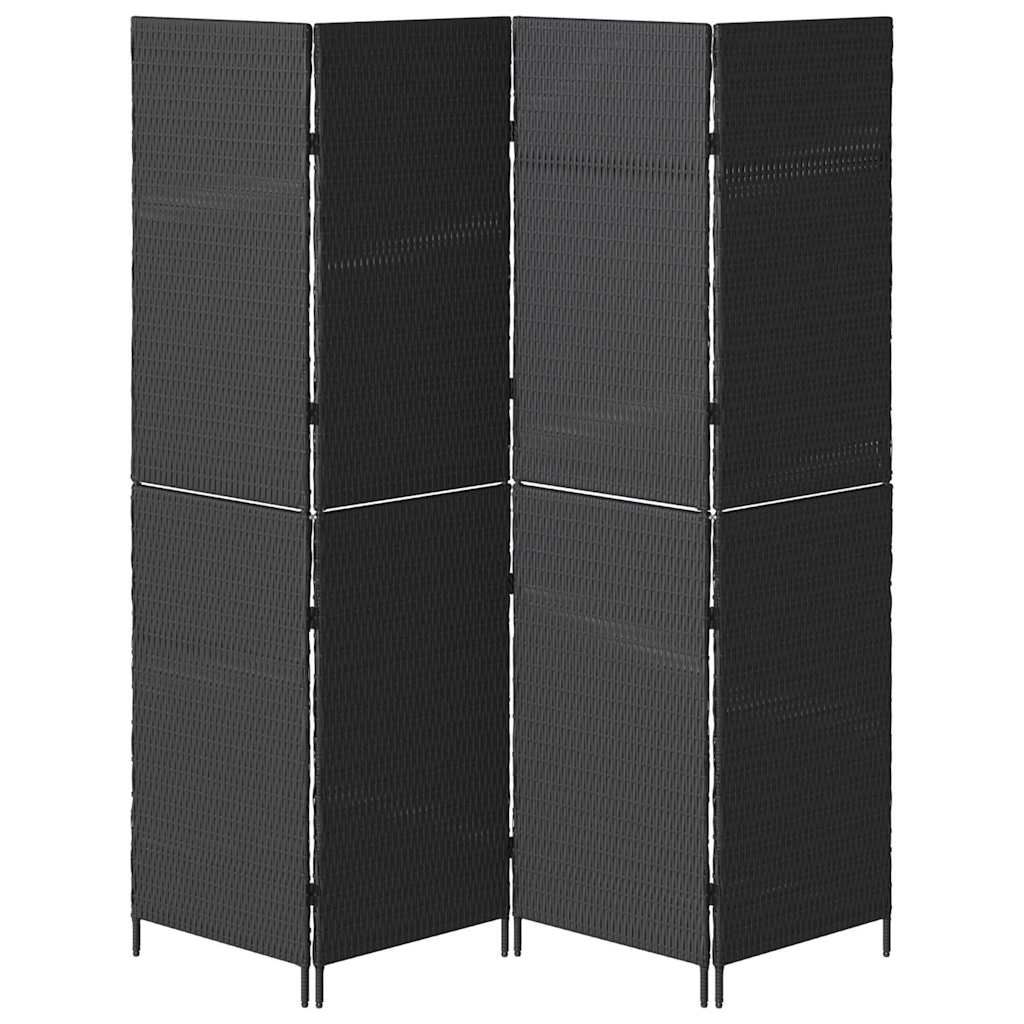 vidaXL Przesłona pokoju Czarny 195 x 180 cm polirattan