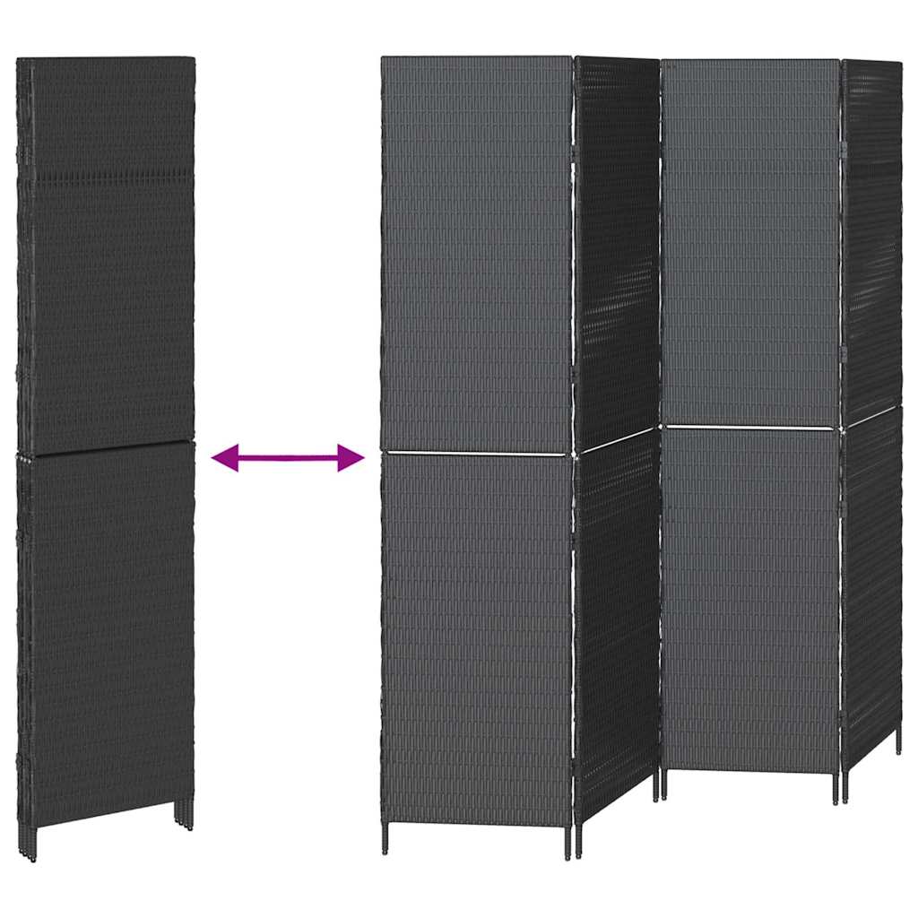 vidaXL Przesłona pokoju Czarny 195 x 180 cm polirattan