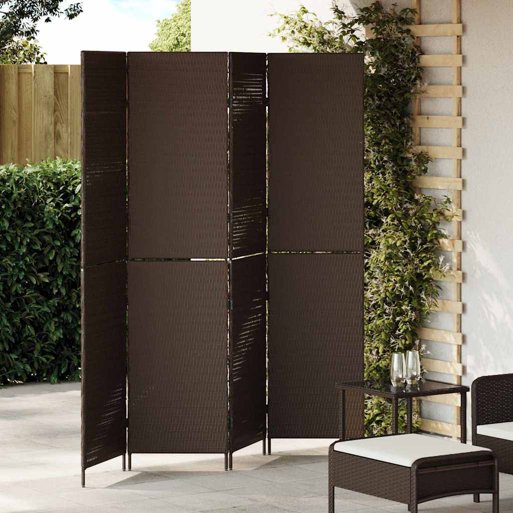 vidaXL Przesłona pokoju Brązowy 195 x 180 cm polirattan