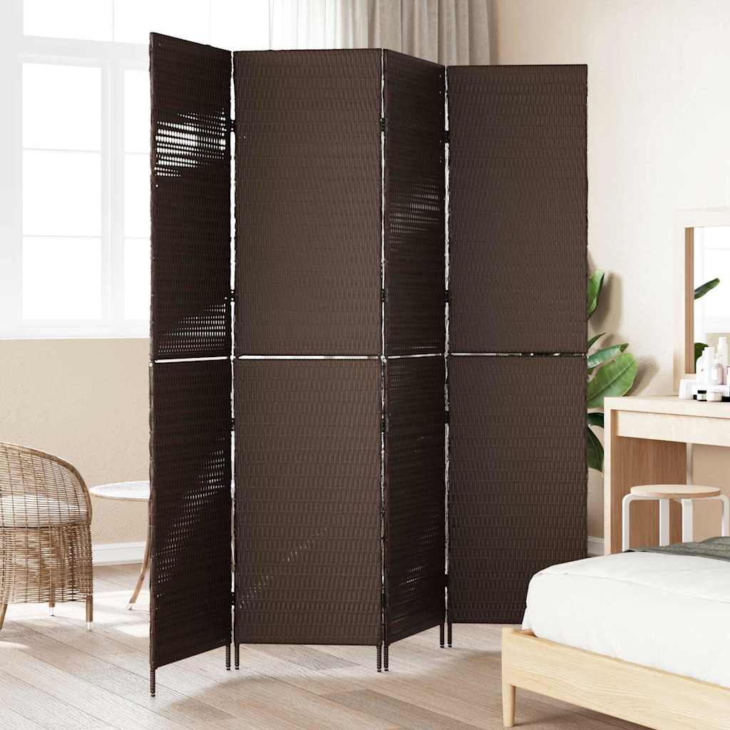 vidaXL Przesłona pokoju Brązowy 195 x 180 cm polirattan