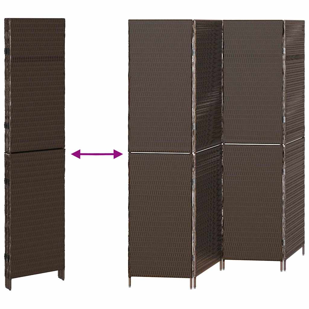 vidaXL Przesłona pokoju Brązowy 195 x 180 cm polirattan