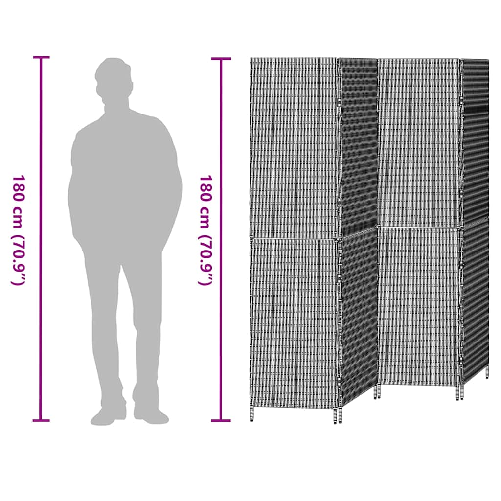 vidaXL Przesłona pokoju Brązowy 195 x 180 cm polirattan