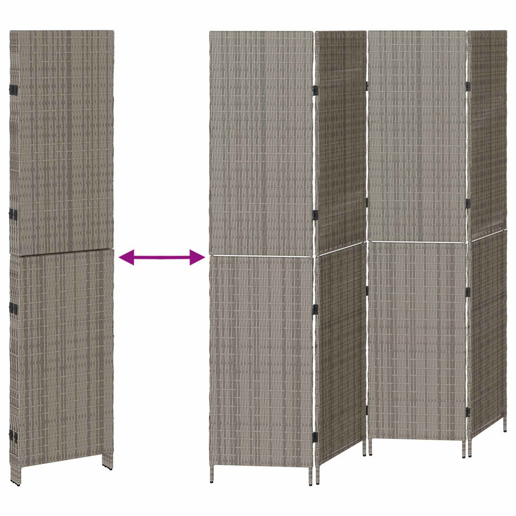 vidaXL Przesłona pokoju Szary 195 x 180 cm polirattan