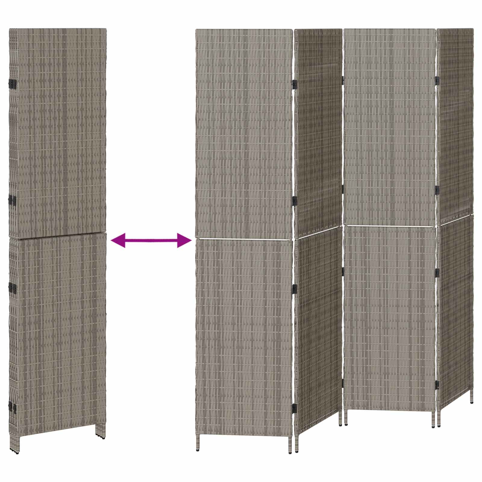 vidaXL Przesłona pokoju Szary 195 x 180 cm polirattan
