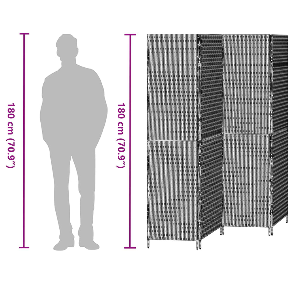 vidaXL Przesłona pokoju Szary 195 x 180 cm polirattan
