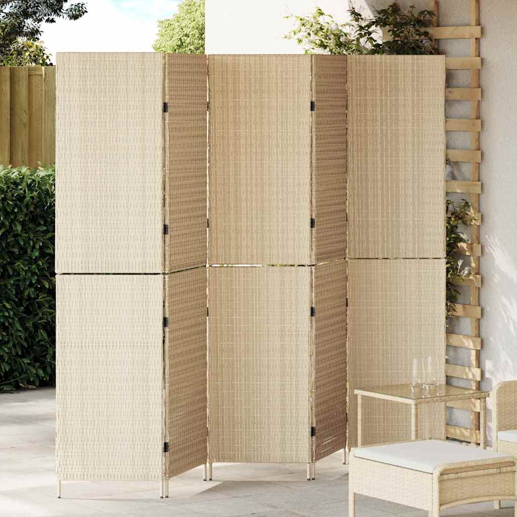 vidaXL Przesłona pokoju Beżowy 242 x 180 cm polirattan
