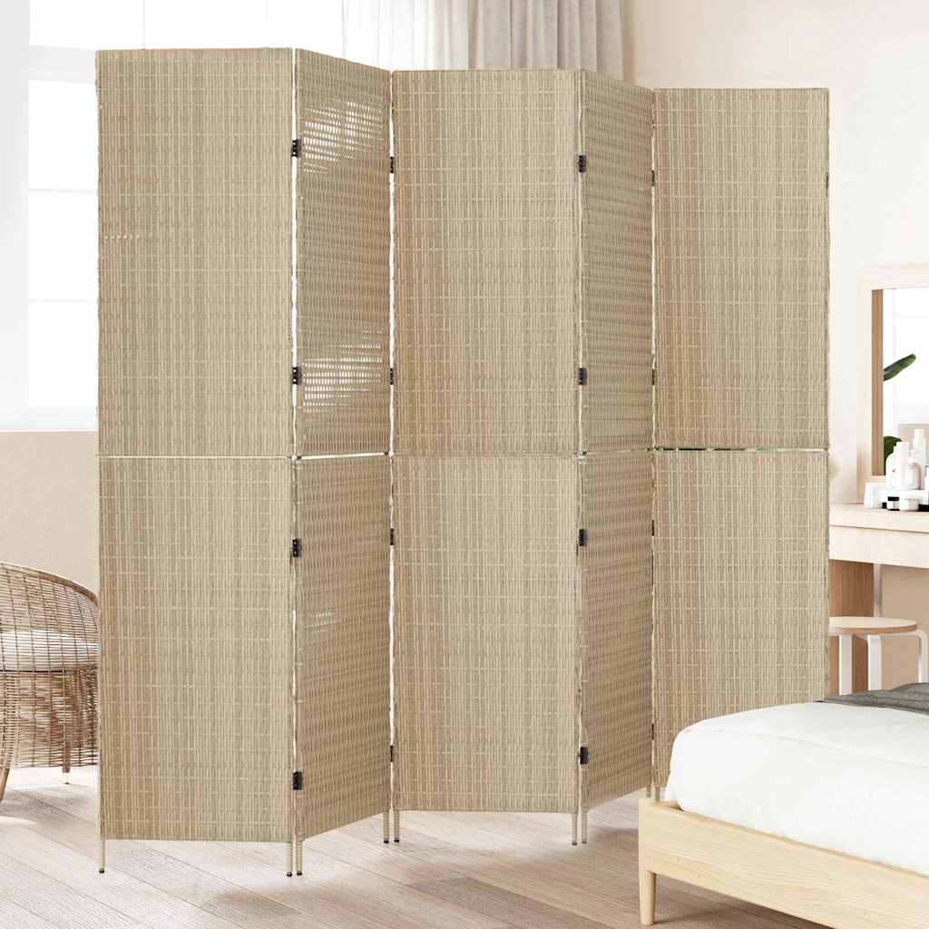 vidaXL Przesłona pokoju Beżowy 242 x 180 cm polirattan