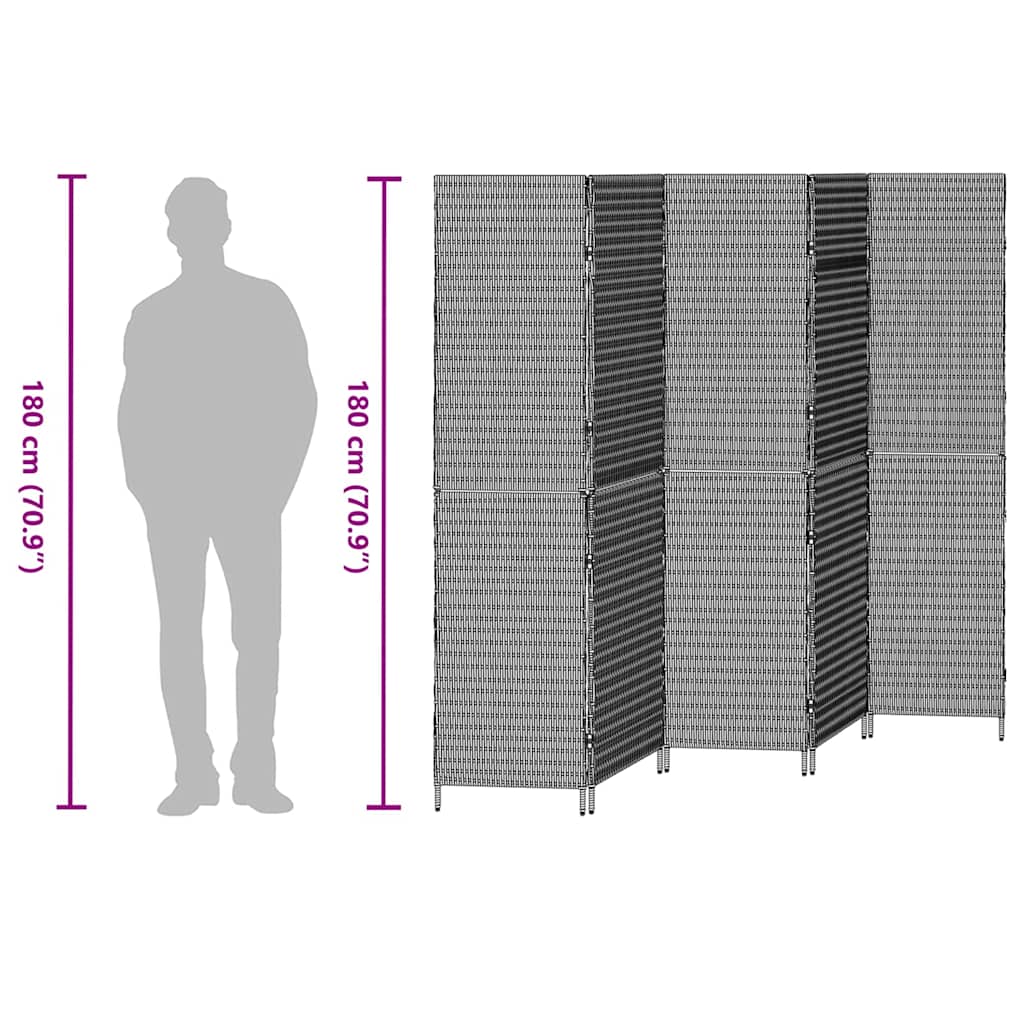 vidaXL Przesłona pokoju Beżowy 242 x 180 cm polirattan