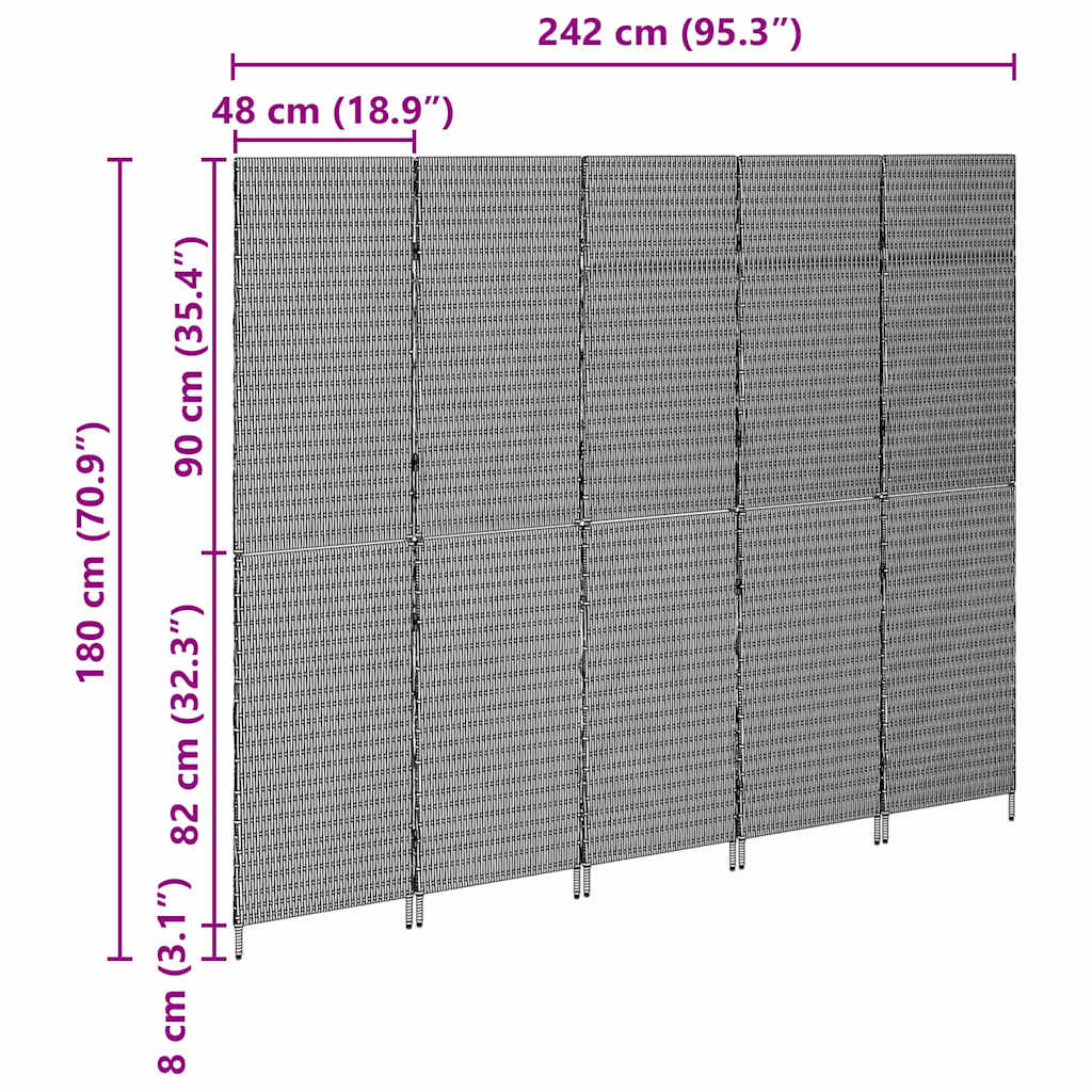 vidaXL Przesłona pokoju Beżowy 242 x 180 cm polirattan