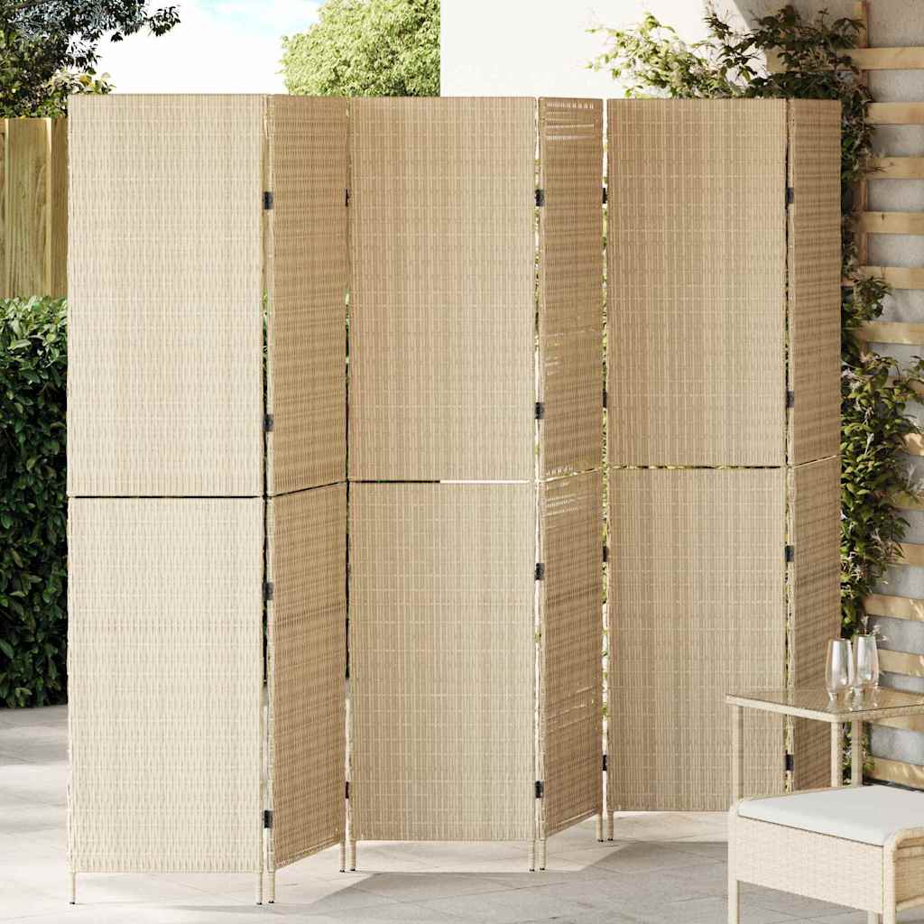 vidaXL Przesłona pokoju Beżowy 292 x 180 cm polirattan