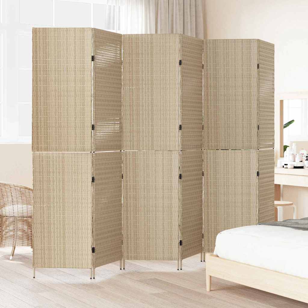 vidaXL Przesłona pokoju Beżowy 292 x 180 cm polirattan