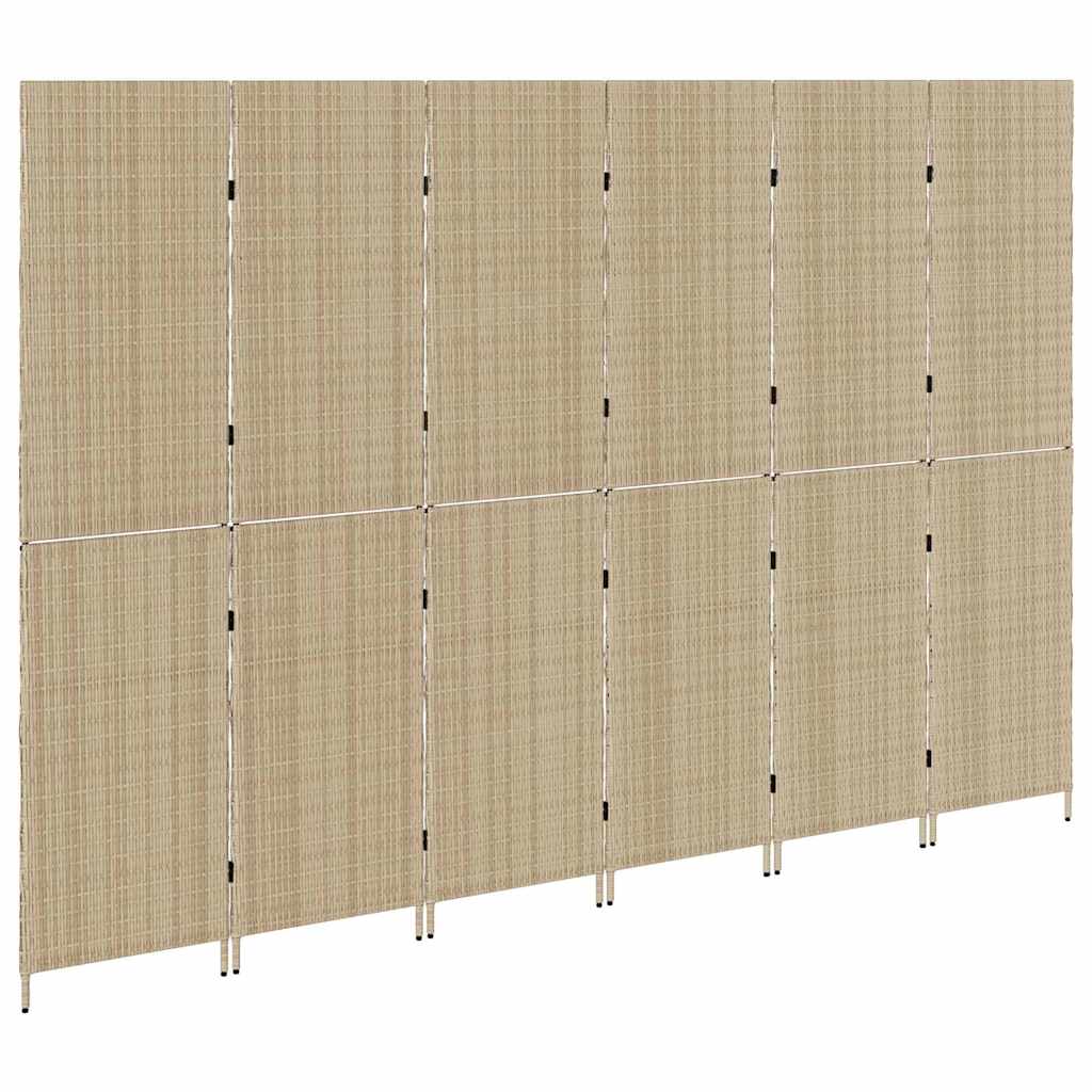vidaXL Przesłona pokoju Beżowy 292 x 180 cm polirattan