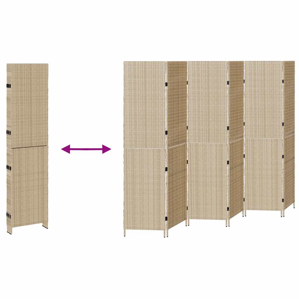 vidaXL Przesłona pokoju Beżowy 292 x 180 cm polirattan