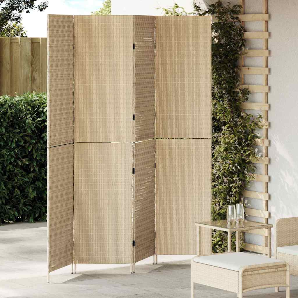 vidaXL Przesłona pokoju Beżowy 195 x 180 cm polirattan