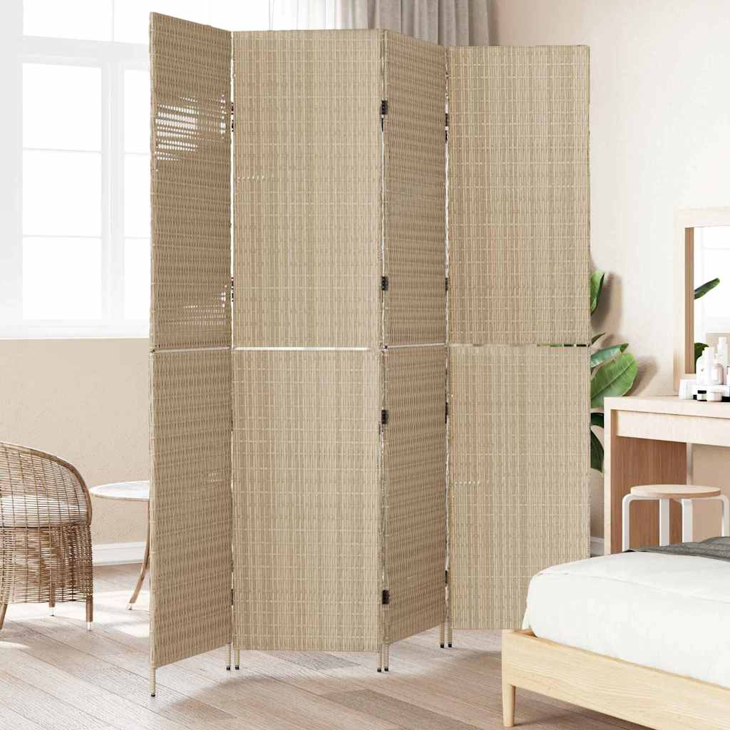 vidaXL Przesłona pokoju Beżowy 195 x 180 cm polirattan