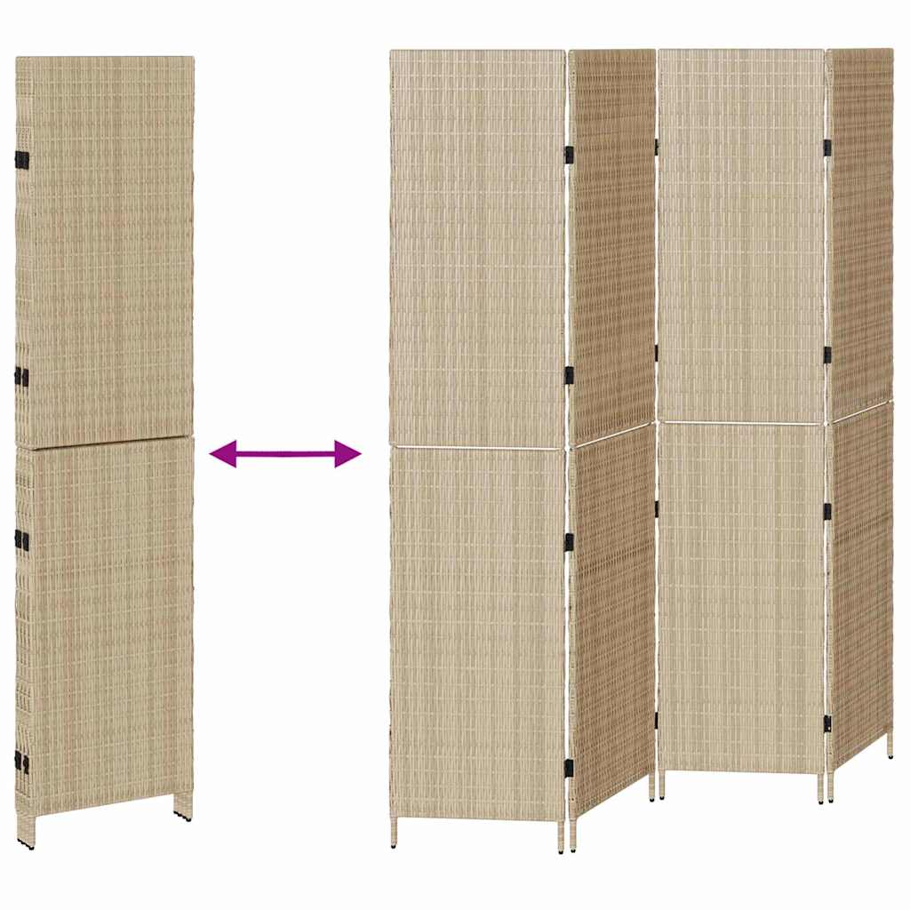 vidaXL Przesłona pokoju Beżowy 195 x 180 cm polirattan