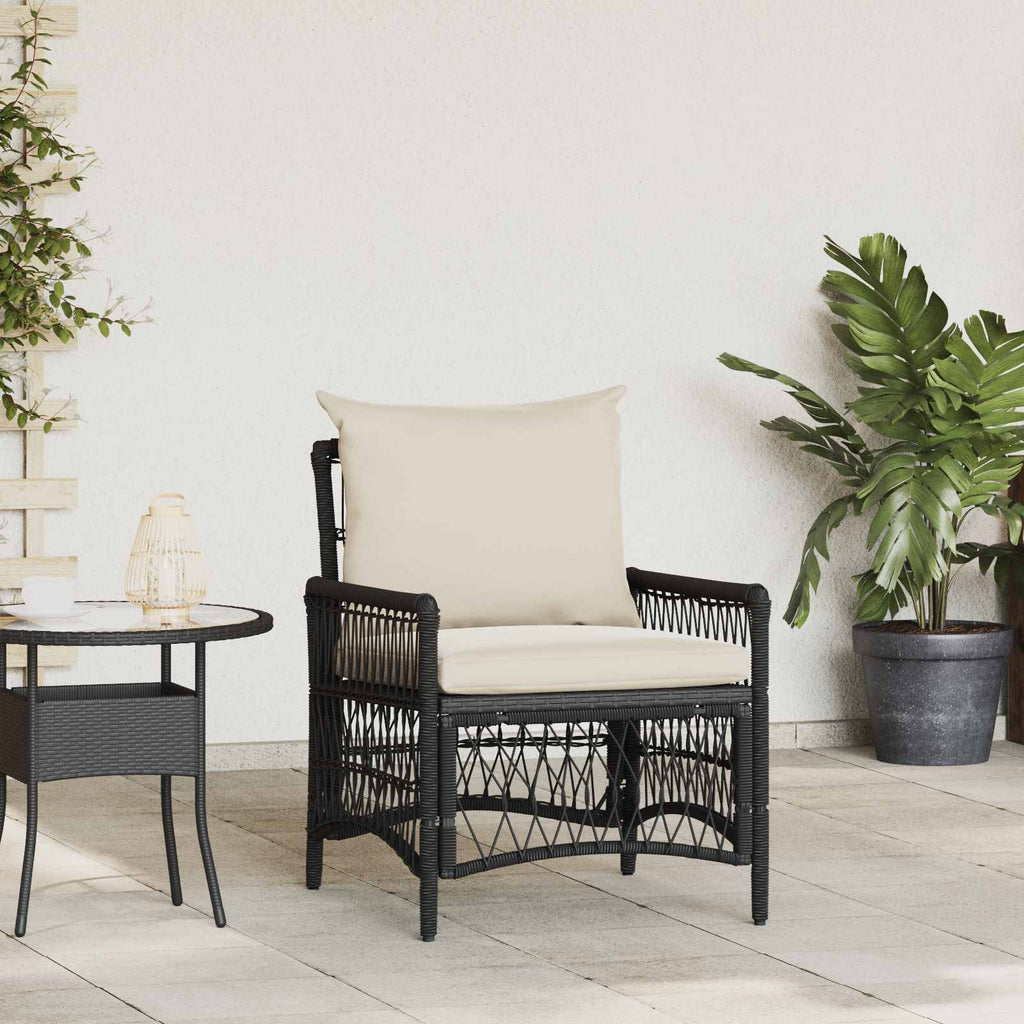 vidaXL Krzesło Ogrodowe z poduszką Czarny 73 x 61 x 77 cm polirattan