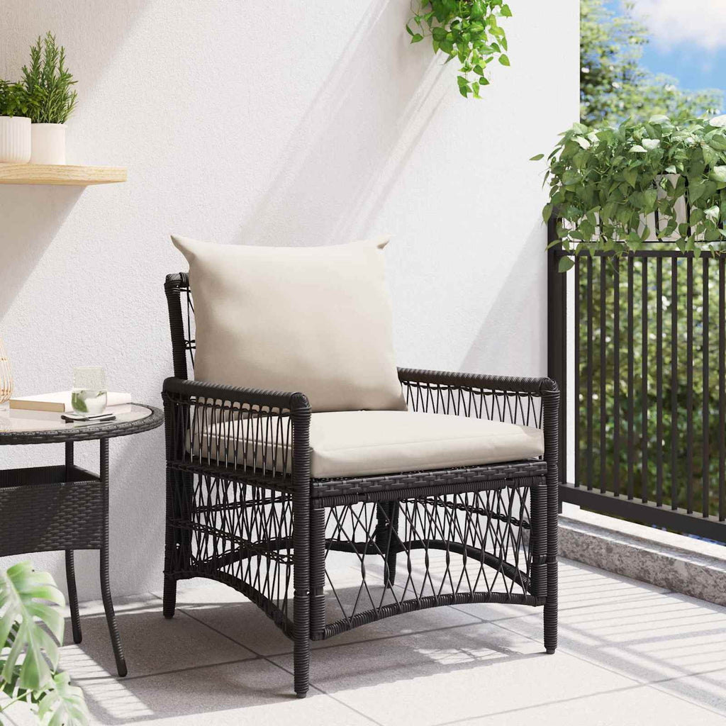 vidaXL Krzesło Ogrodowe z poduszką Czarny 73 x 61 x 77 cm polirattan
