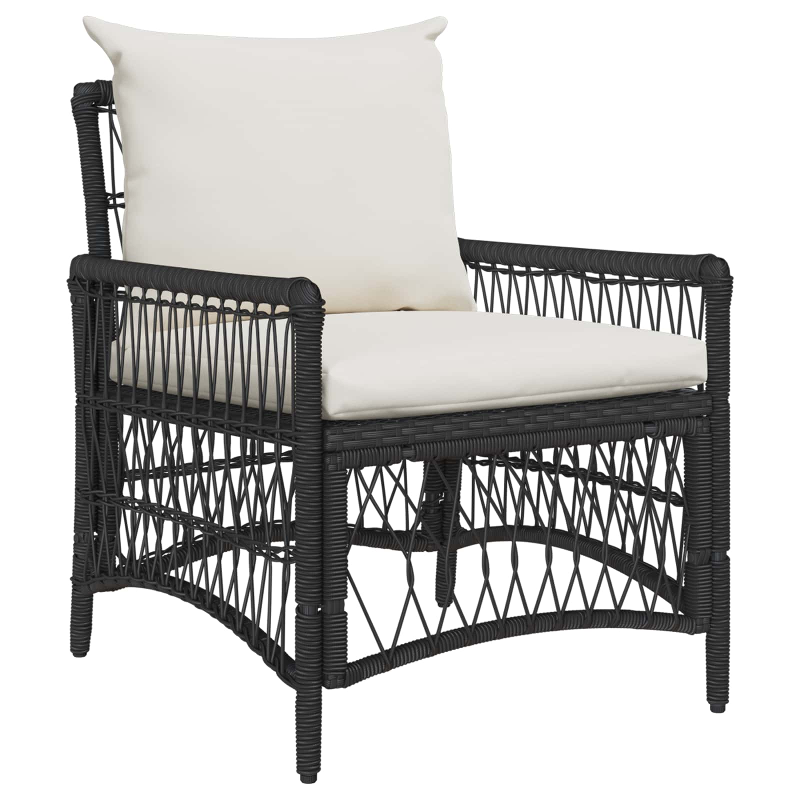 vidaXL Krzesło Ogrodowe z poduszką Czarny 73 x 61 x 77 cm polirattan
