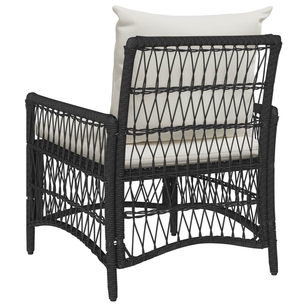 vidaXL Krzesło Ogrodowe z poduszką Czarny 73 x 61 x 77 cm polirattan