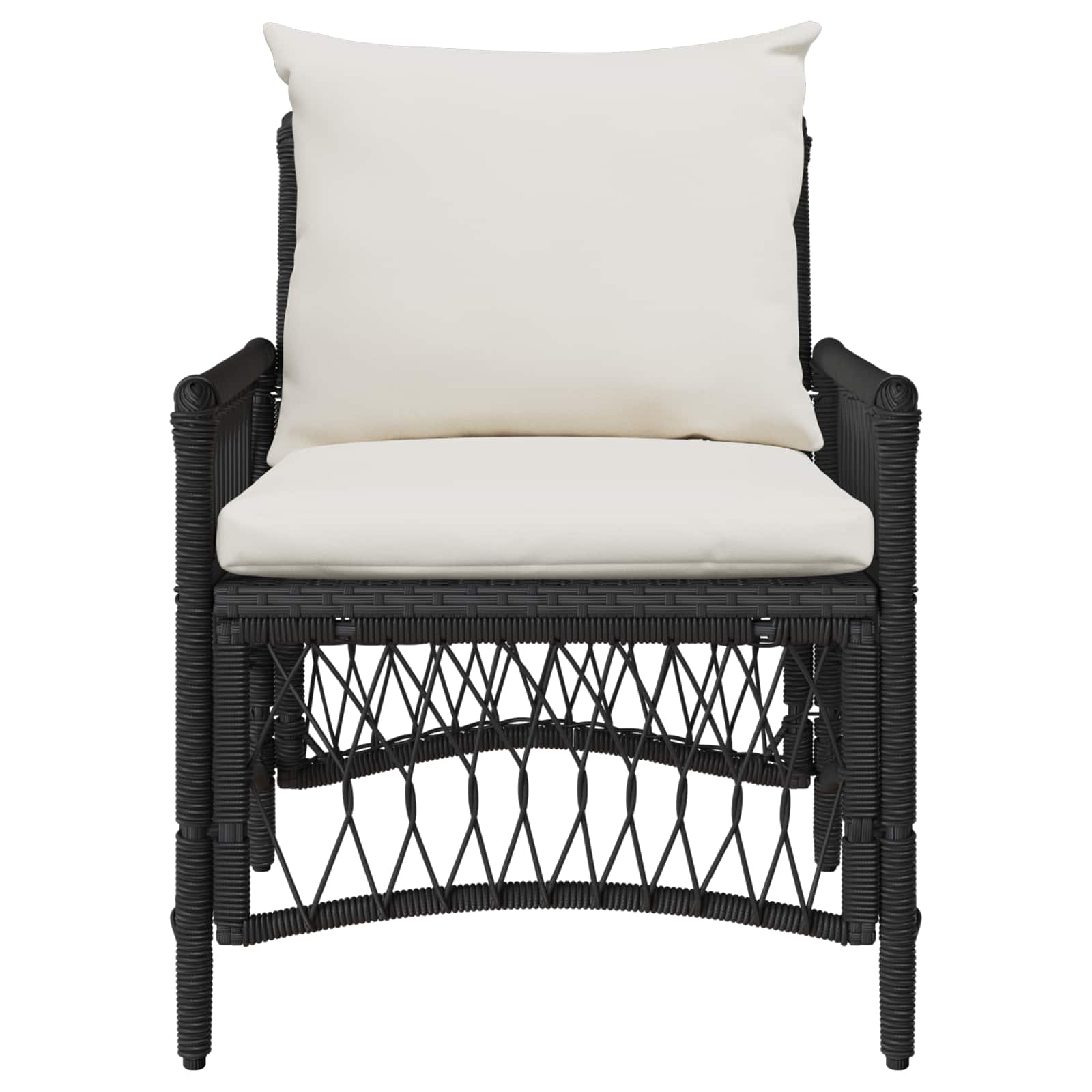 vidaXL Krzesło Ogrodowe z poduszką Czarny 73 x 61 x 77 cm polirattan