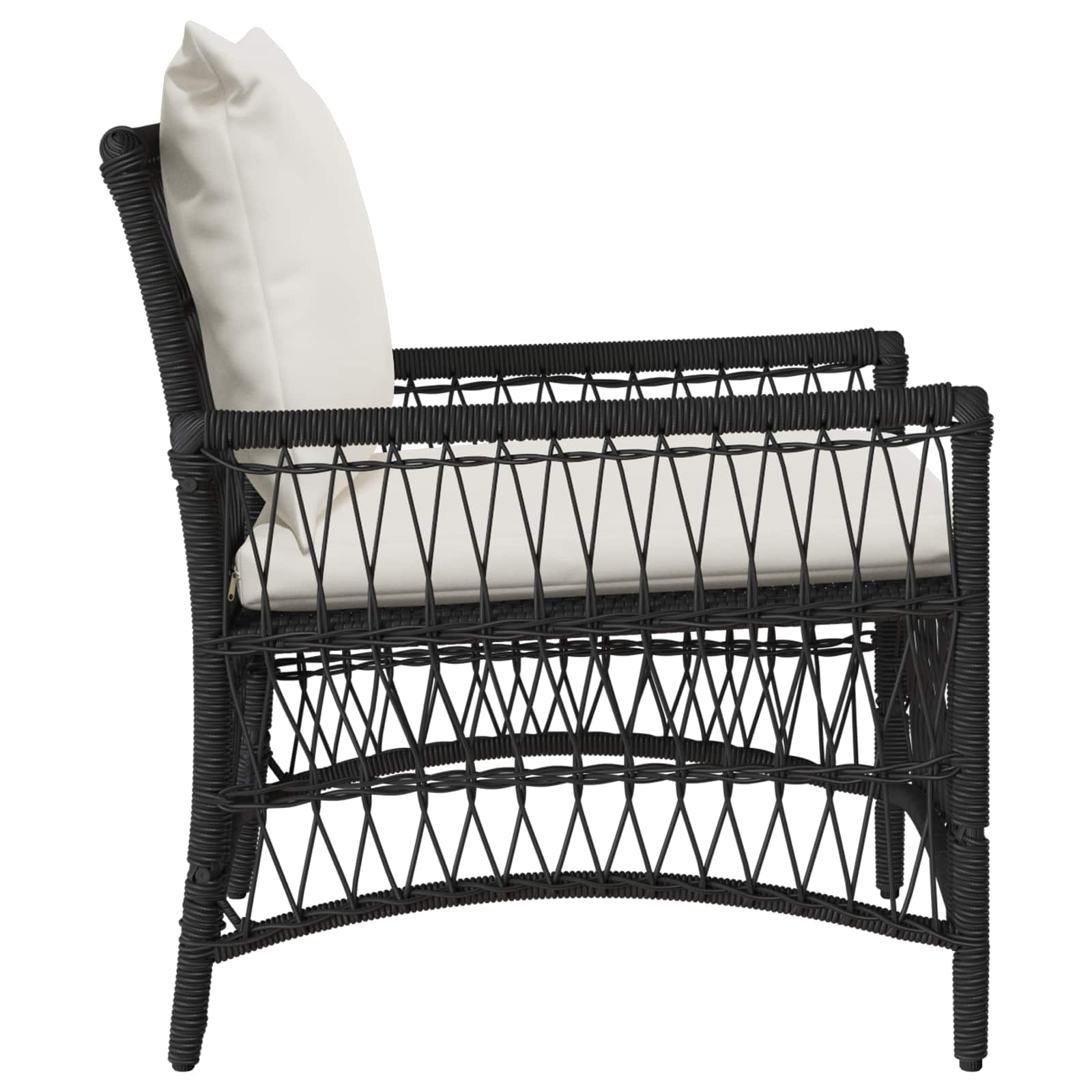 vidaXL Krzesło Ogrodowe z poduszką Czarny 73 x 61 x 77 cm polirattan