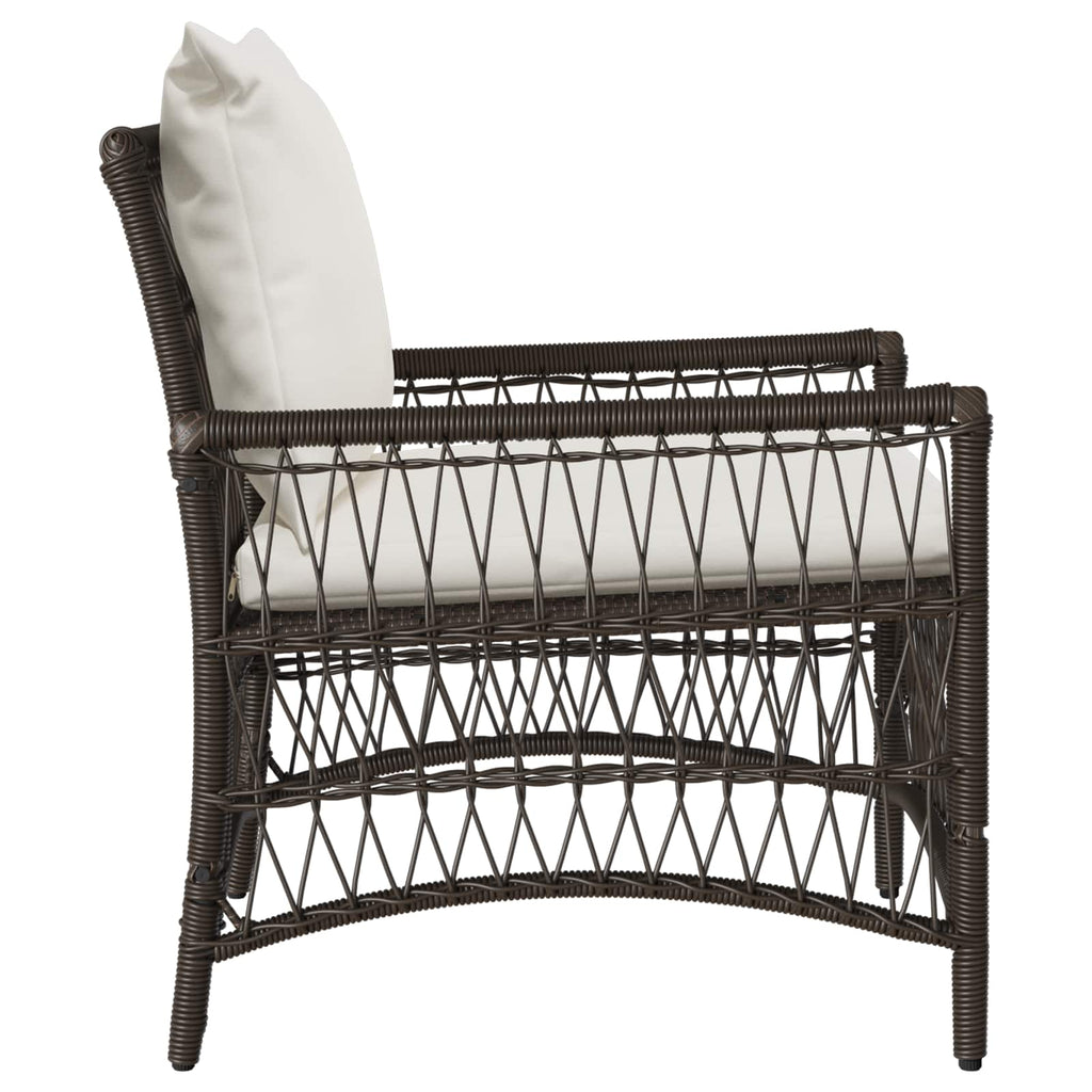 vidaXL Krzesło Ogrodowe z poduszką Brązowy 73 x 61 x 77 cm polirattan
