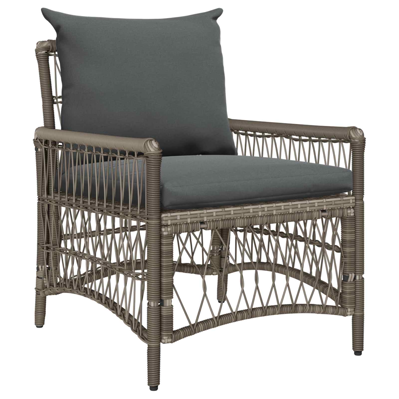 vidaXL Krzesło Ogrodowe z poduszką Szary 73 x 61 x 77 cm polirattan