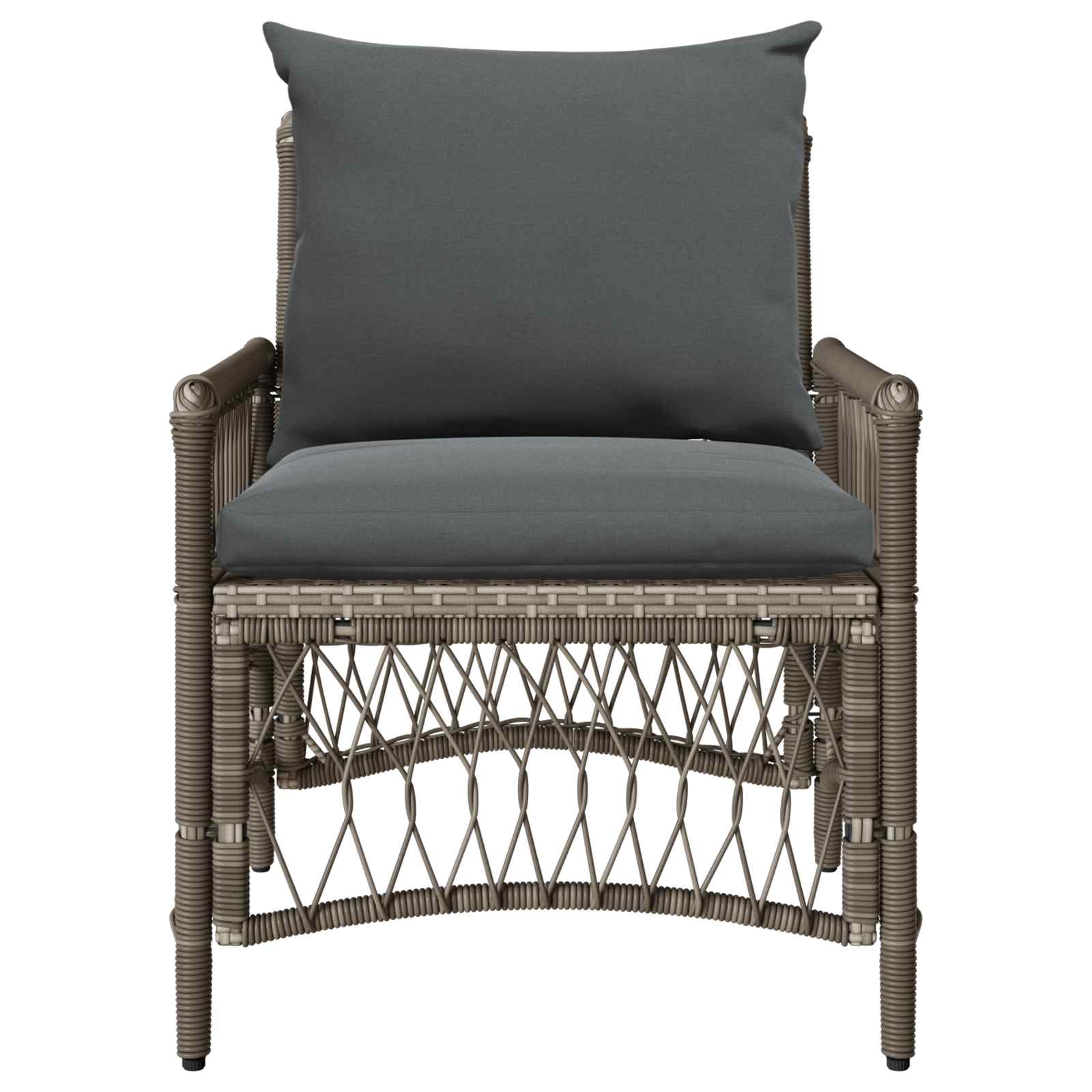 vidaXL Krzesło Ogrodowe z poduszką Szary 73 x 61 x 77 cm polirattan
