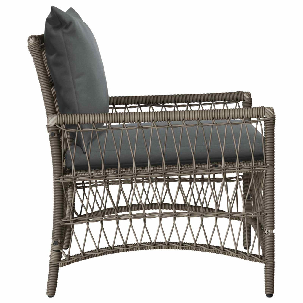 vidaXL Krzesło Ogrodowe z poduszką Szary 73 x 61 x 77 cm polirattan