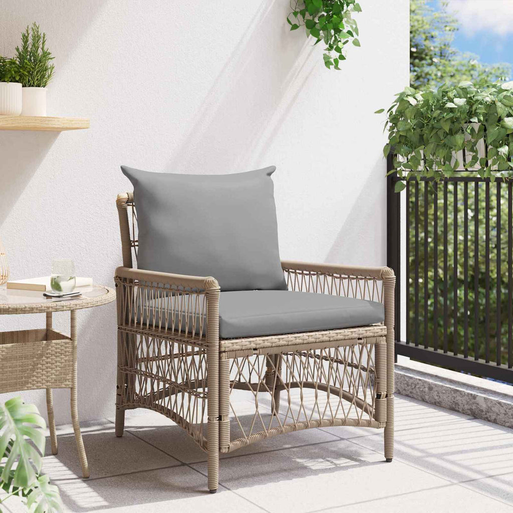 vidaXL Krzesło Ogrodowe z poduszką Beżowy 73 x 61 x 77 cm polirattan