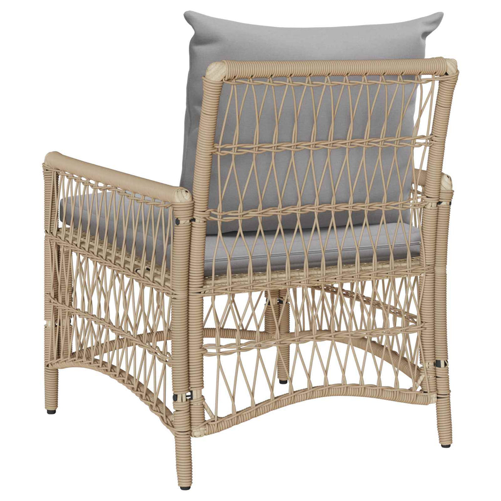 vidaXL Krzesło Ogrodowe z poduszką Beżowy 73 x 61 x 77 cm polirattan