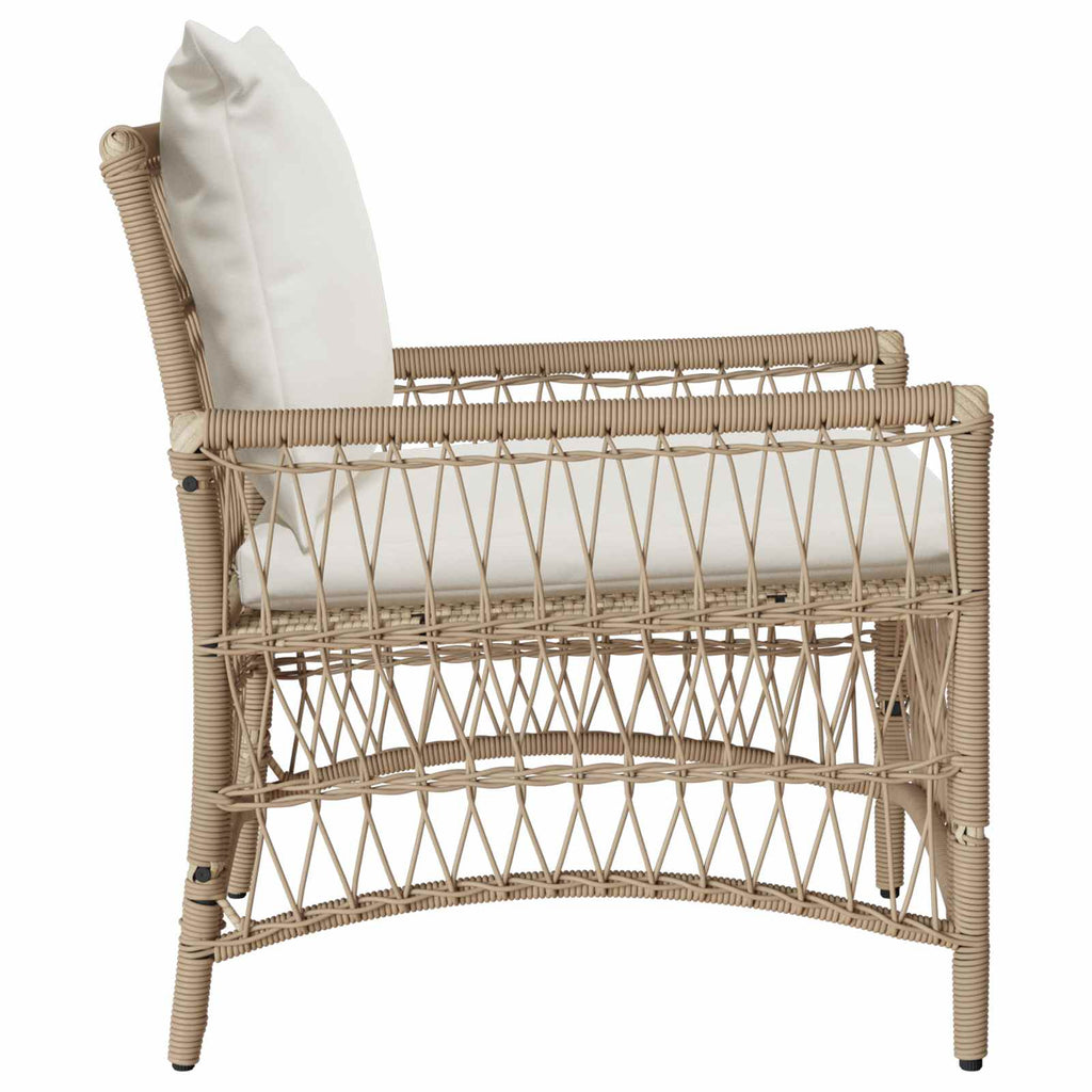vidaXL Krzesło Ogrodowe z poduszką Beżowy 73 x 61 x 77 cm polirattan