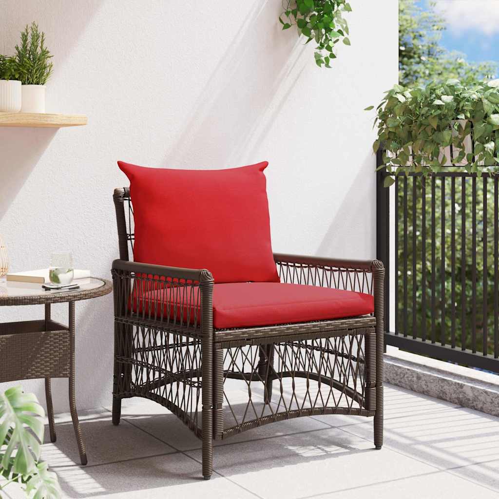 vidaXL Krzesło Ogrodowe z poduszką Brązowy 73 x 61 x 77 cm polirattan