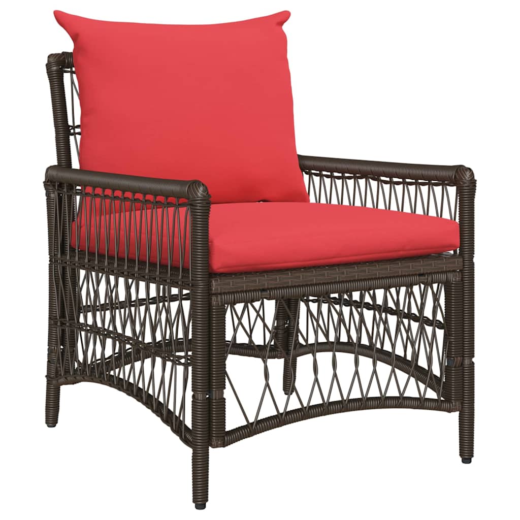 vidaXL Krzesło Ogrodowe z poduszką Brązowy 73 x 61 x 77 cm polirattan
