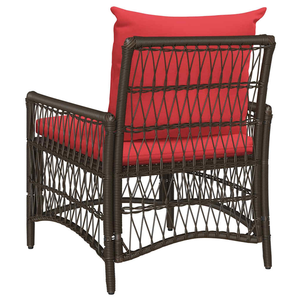 vidaXL Krzesło Ogrodowe z poduszką Brązowy 73 x 61 x 77 cm polirattan