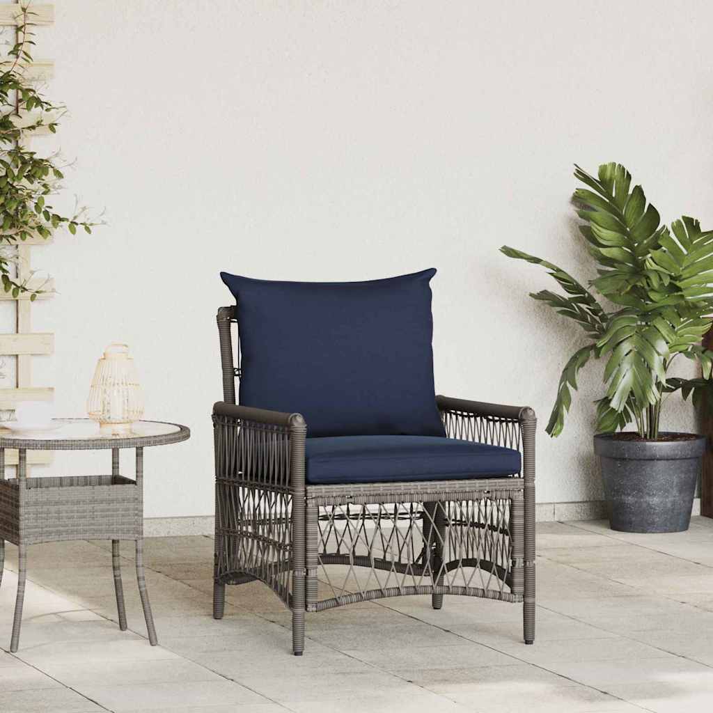 vidaXL Krzesło Ogrodowe z poduszką Szary 73 x 61 x 77 cm polirattan