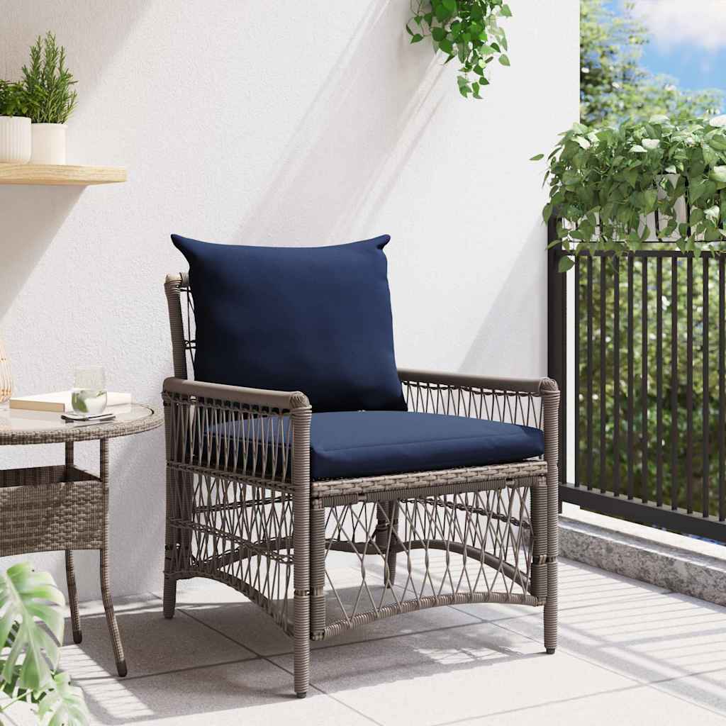 vidaXL Krzesło Ogrodowe z poduszką Szary 73 x 61 x 77 cm polirattan