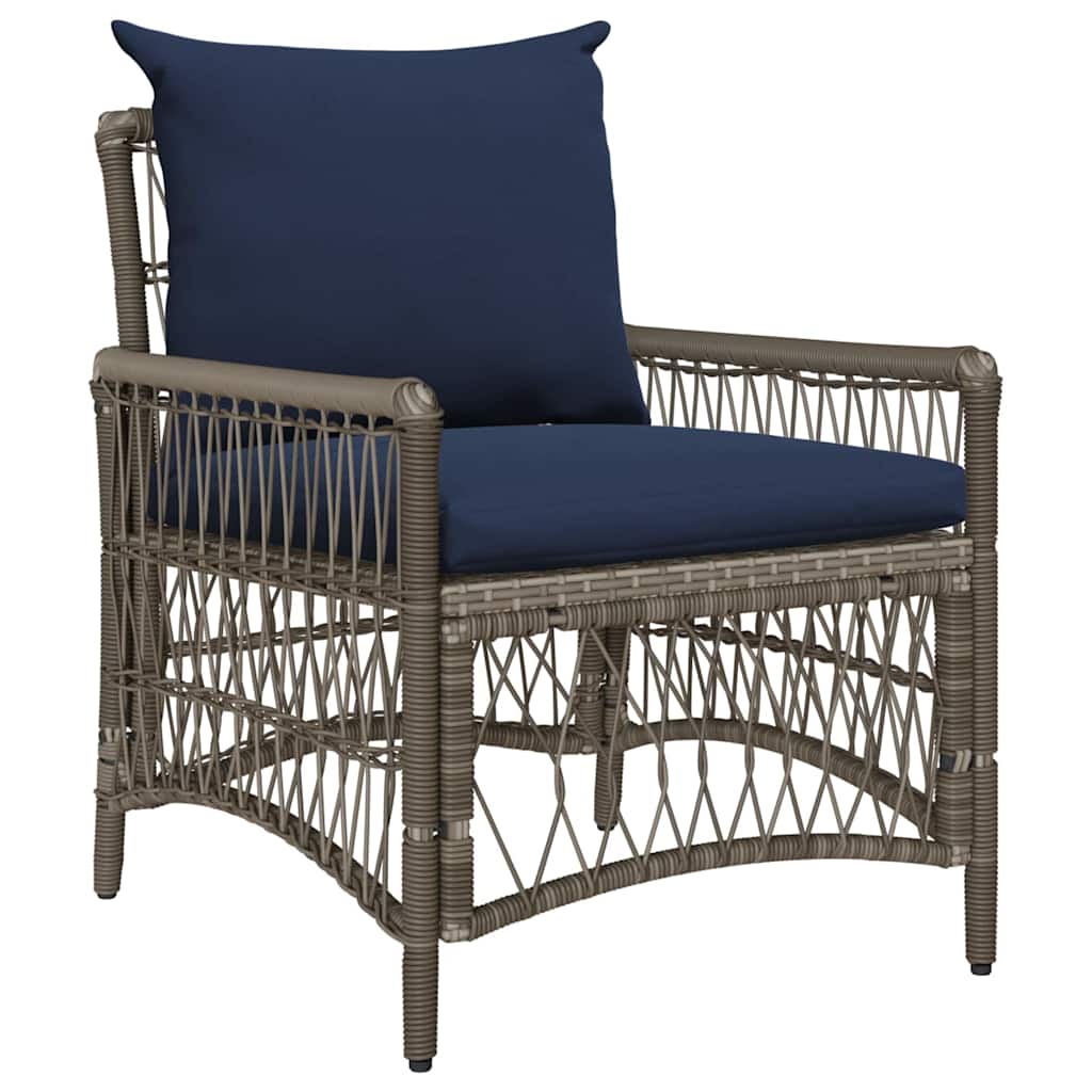 vidaXL Krzesło Ogrodowe z poduszką Szary 73 x 61 x 77 cm polirattan