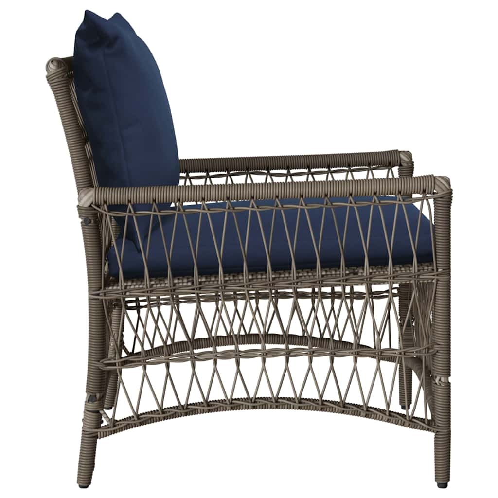 vidaXL Krzesło Ogrodowe z poduszką Szary 73 x 61 x 77 cm polirattan