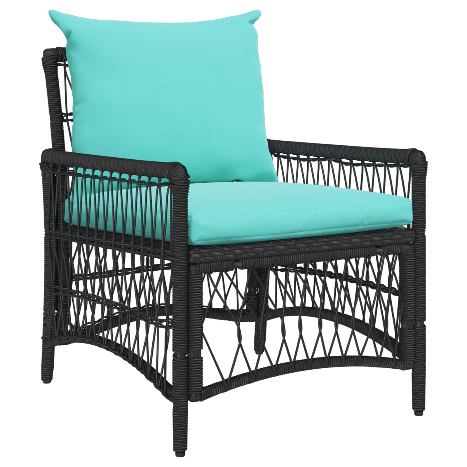 vidaXL Krzesło Ogrodowe z poduszką Czarny 73 x 61 x 77 cm polirattan